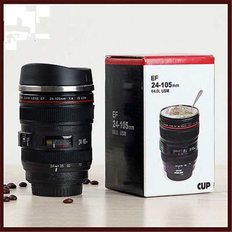 New 24-105MM Lens THERMOS Camera Travel Coffee Tea Cup Mug